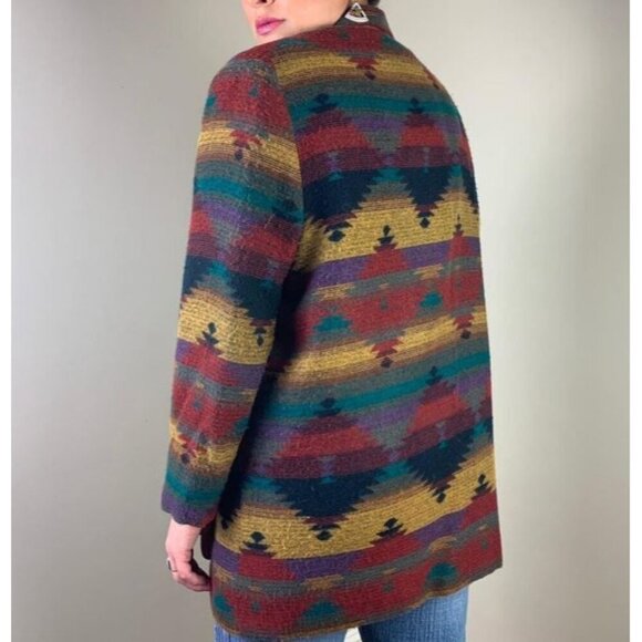 UNITS Womens Vintage 80s Southwestern Aztec Boho Wool Blazer Jacket Size M - Picture 5 of 11